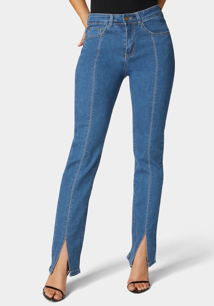 bebe High Rise Bootleg With Hem Slit Jean