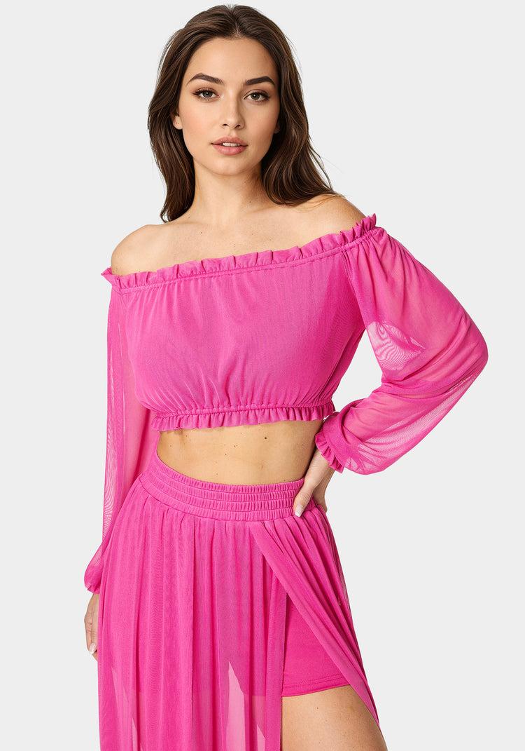 Bebe High Slit Two Piece Mesh Dress