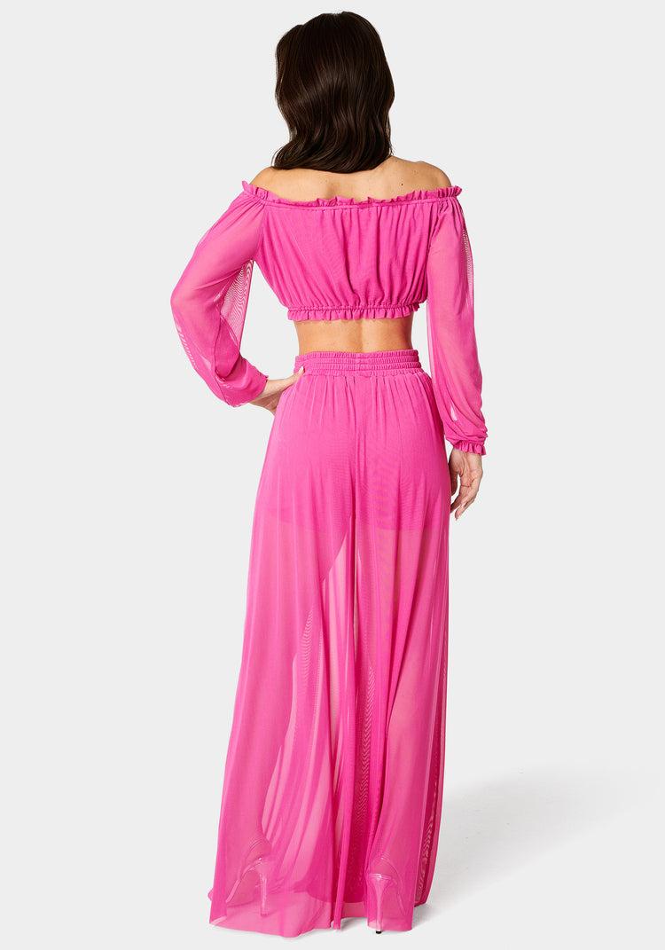 Bebe High Slit Two Piece Mesh Dress