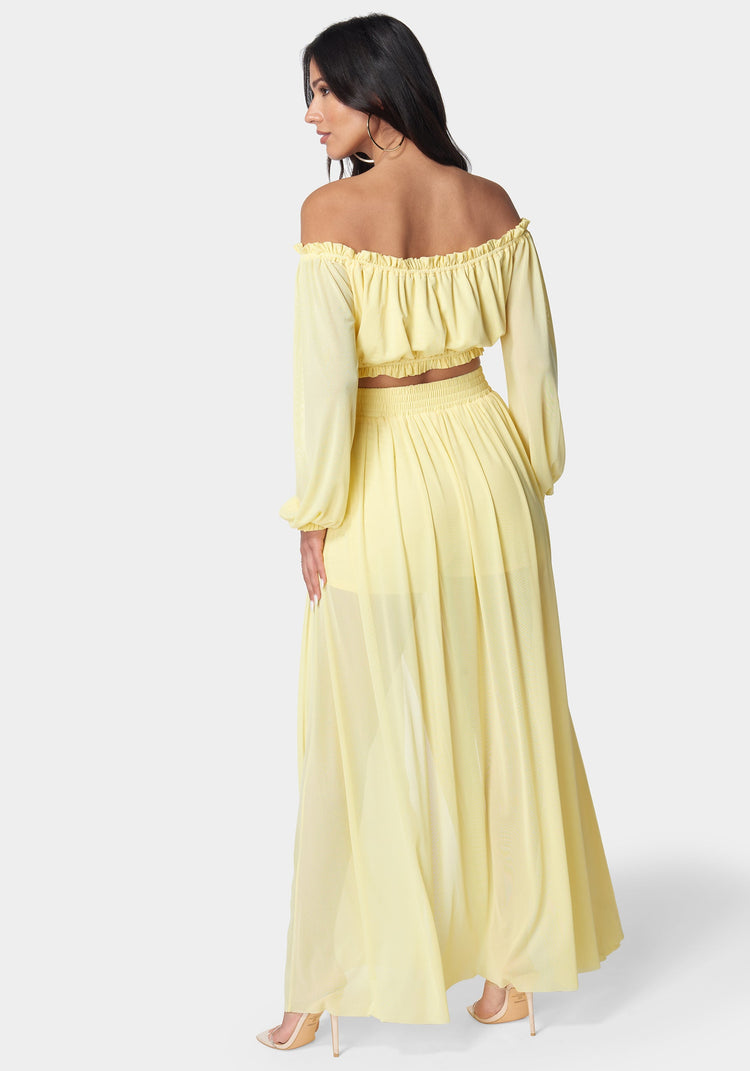 Bebe High Slit Two Piece Mesh Dress