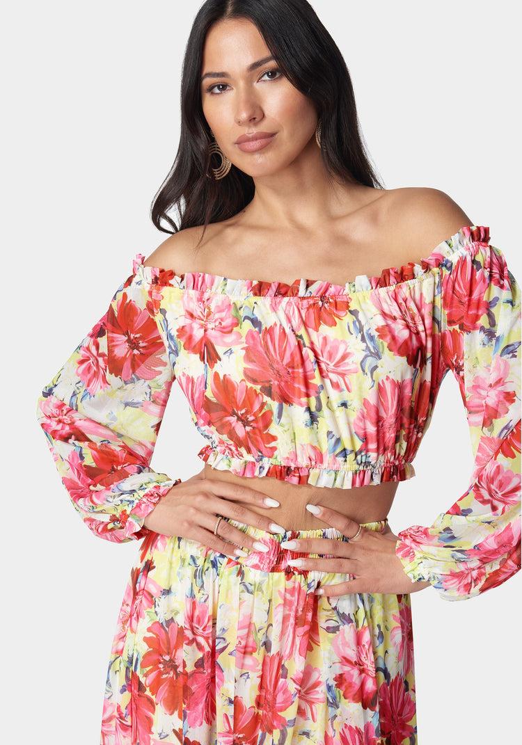 Bebe High Slit Two Piece Mesh Dress