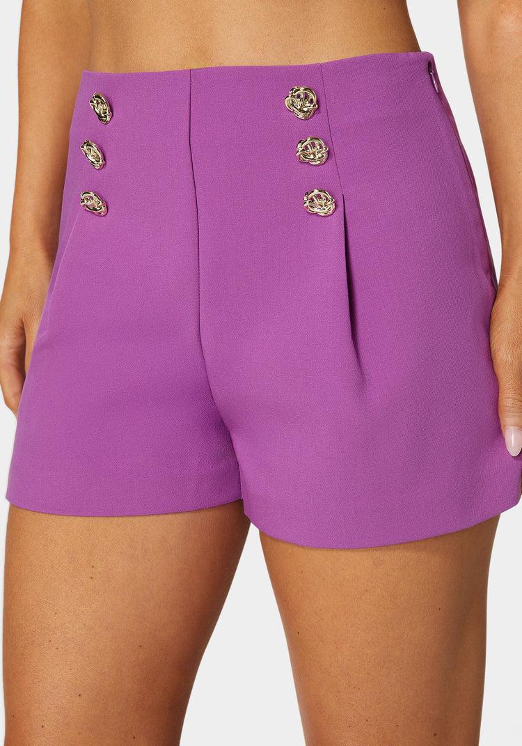 Bebe High Waist Button Detail Flared Shorts