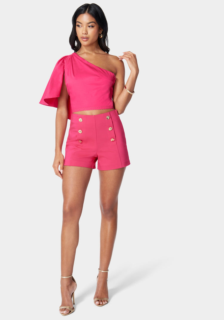 Bebe High Waist Button Detail Short