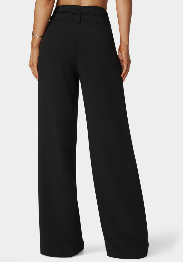 Bebe High Waist Double Belted Palazzo Pant