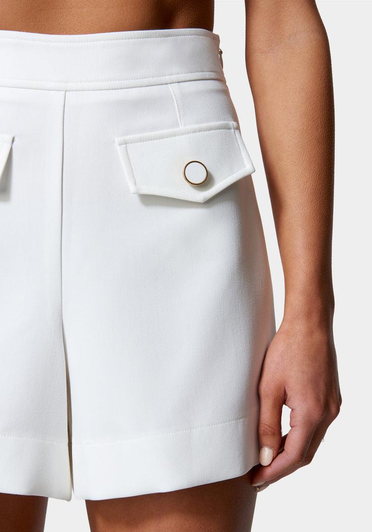 Bebe High Waist Flap Pocket Woven Twill Short