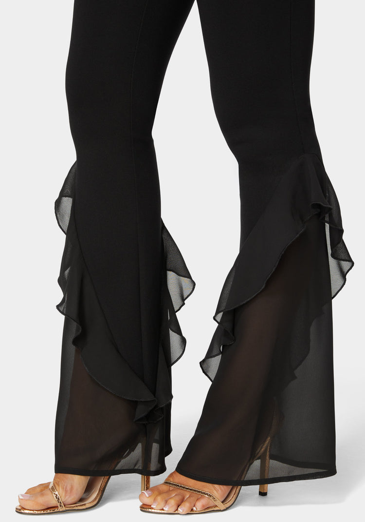 Bebe High Waist Flared Leg Knit Pant