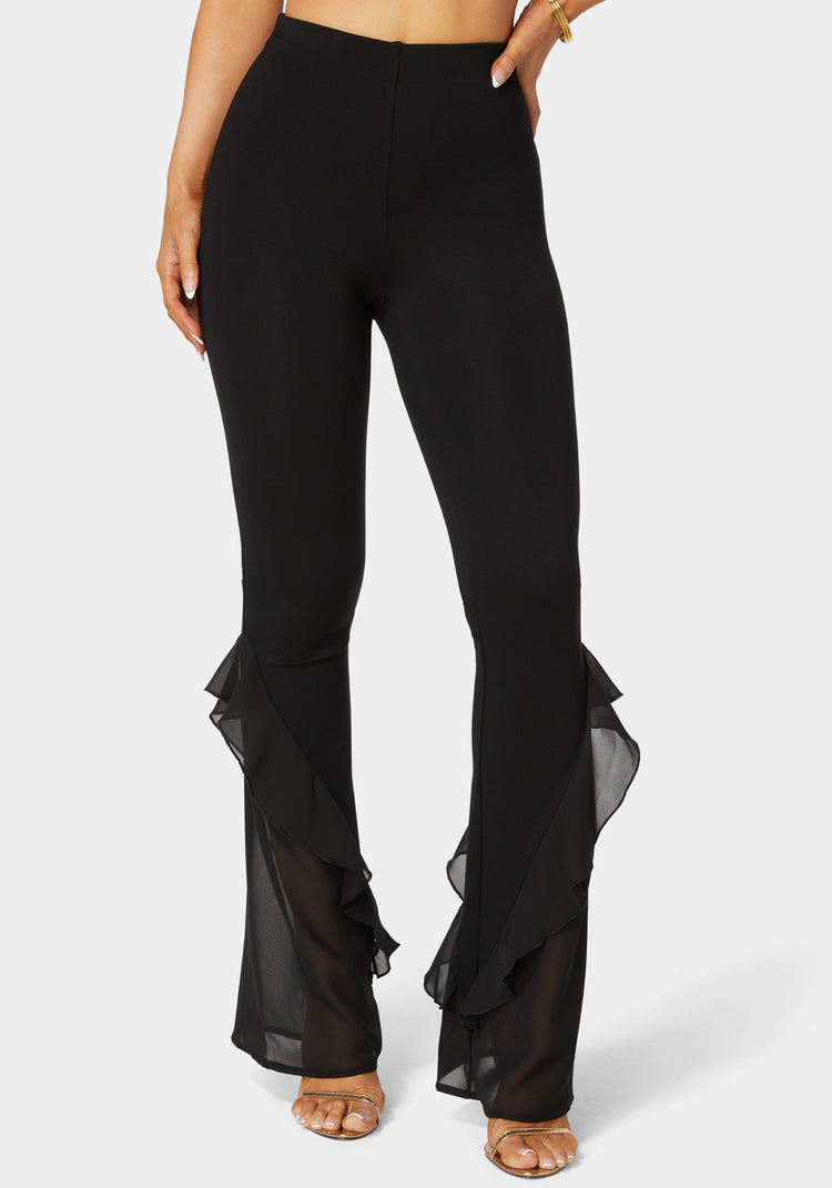 bebe High Waist Flared Leg Knit Pant