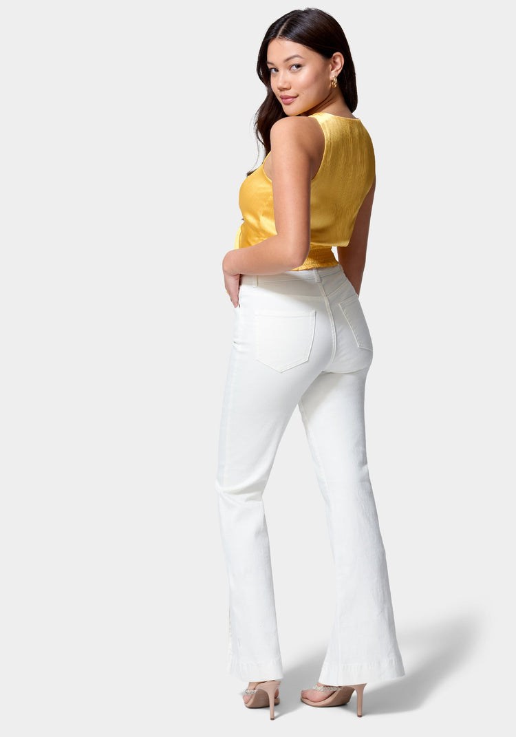 Bebe High Waist Front Slit Wide Leg Jeans