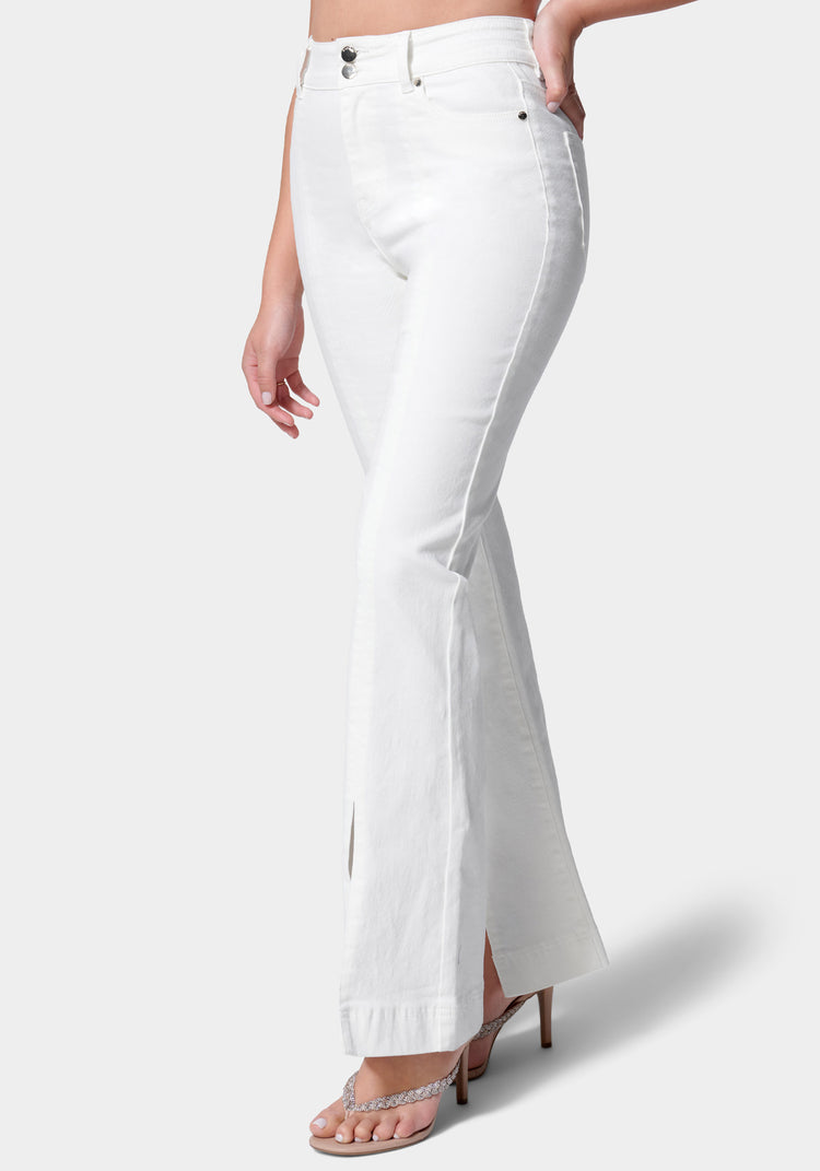 bebe High Waist Front Slit Wide Leg Jeans