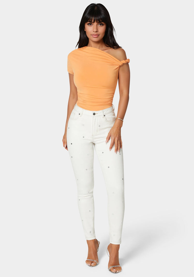 Bebe High Waist Mirror Effect Skinny Leg Jeans