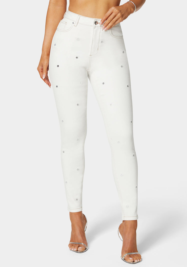bebe High Waist Mirror Effect Skinny Leg Jeans