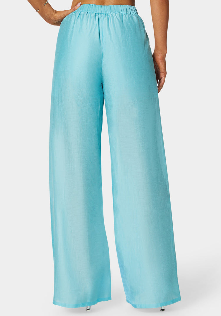 Bebe High Waist Palazzo Leg Pull On Pant