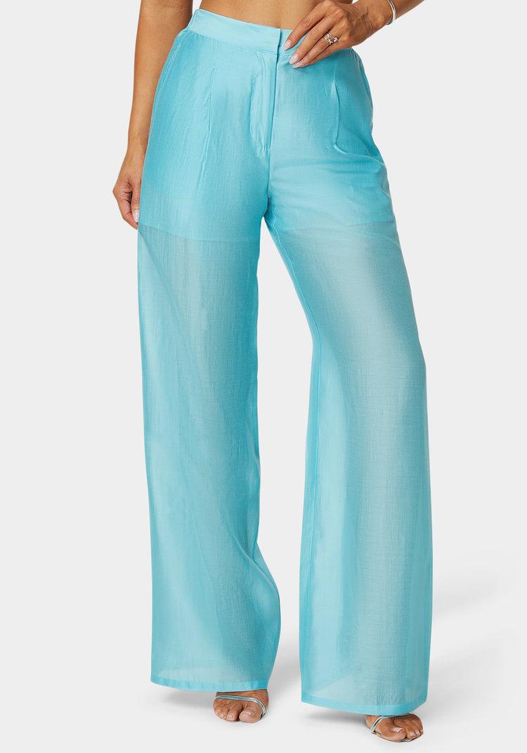 bebe High Waist Palazzo Leg Pull On Pant