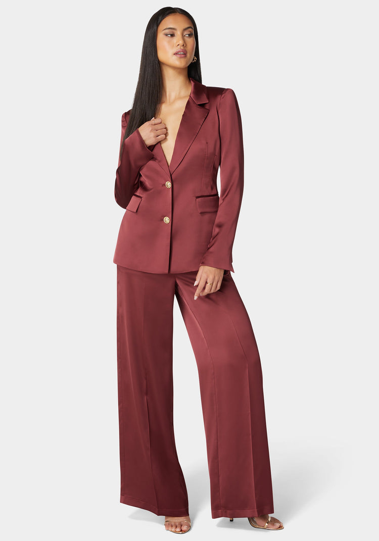 Bebe High Waist Palazzo Satin Pant