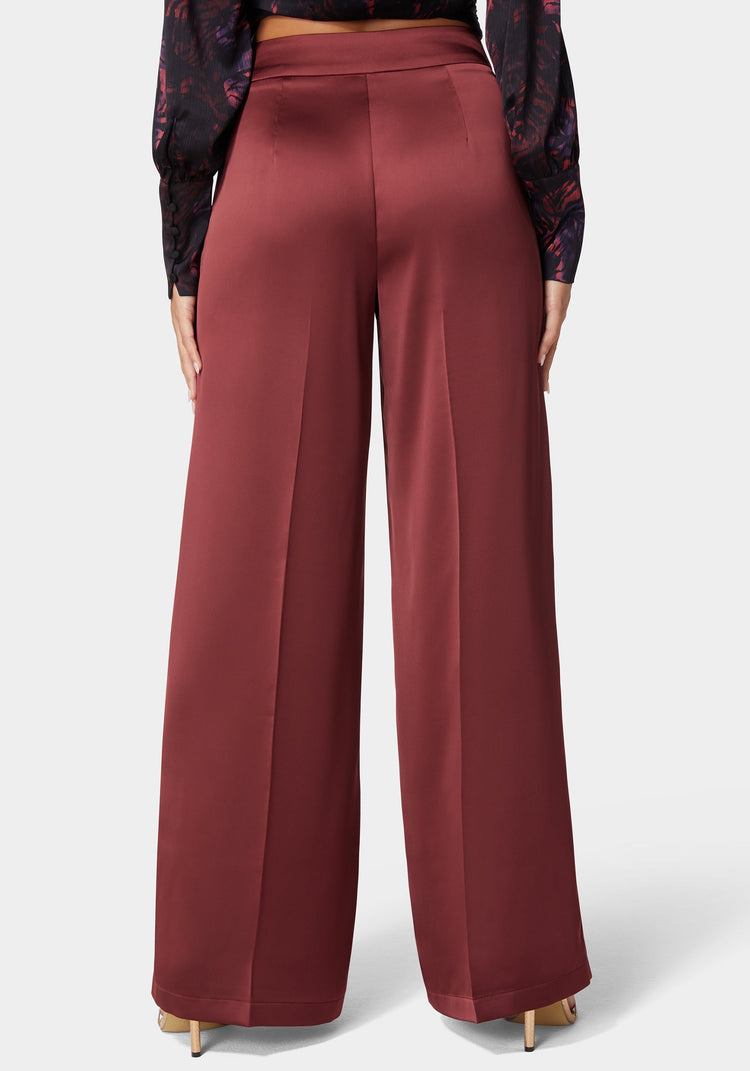 Bebe High Waist Palazzo Satin Pant