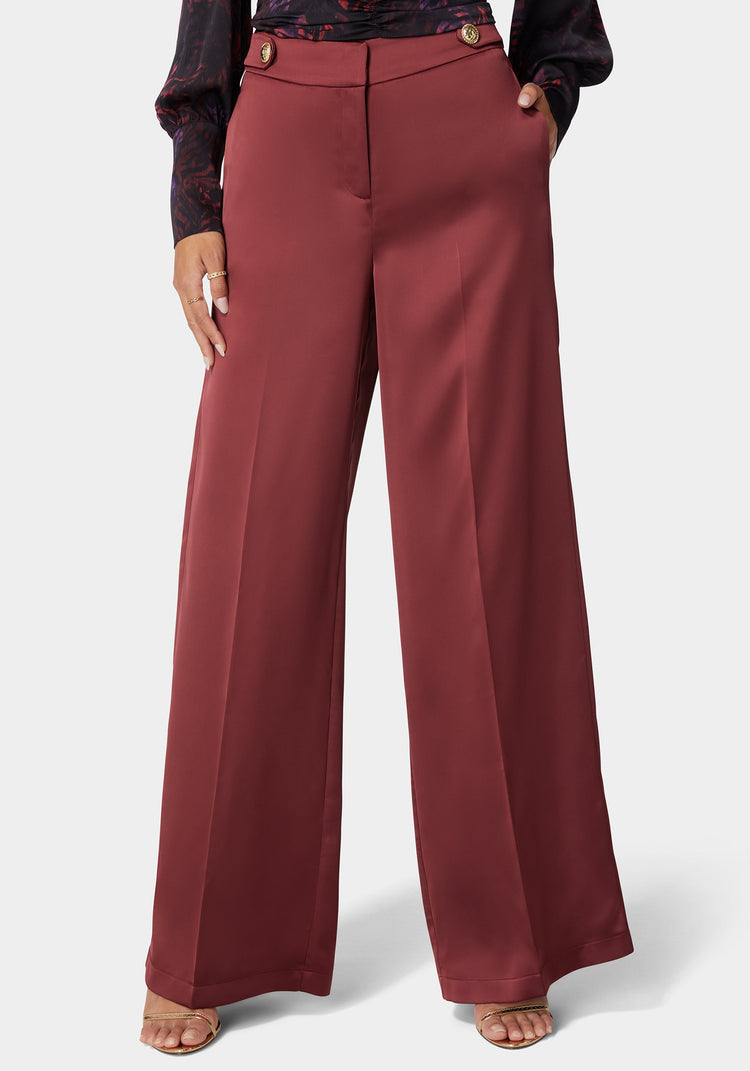 bebe High Waist Palazzo Satin Pant