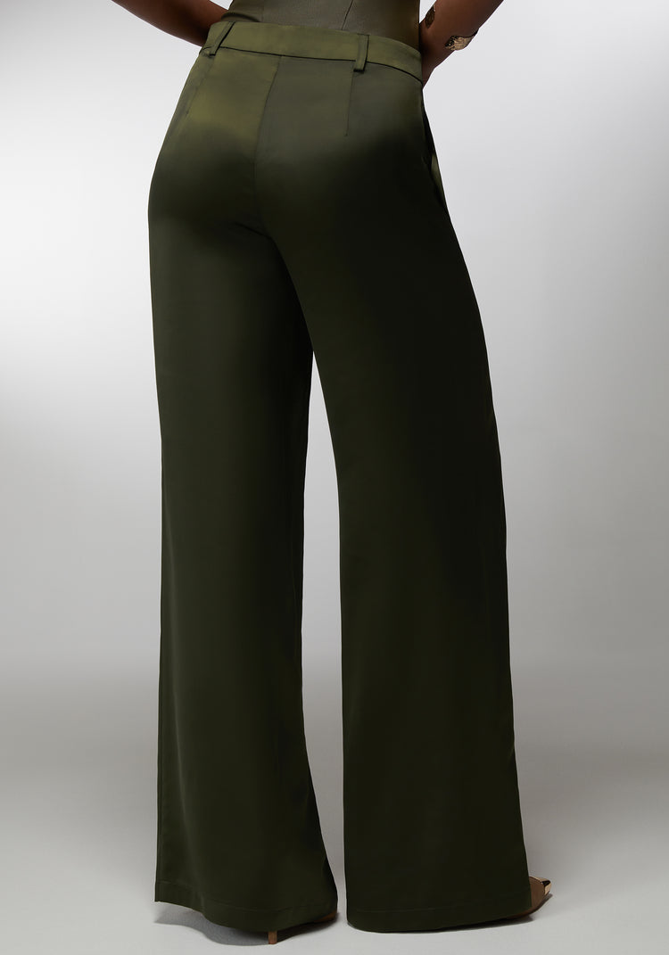 Bebe High Waist Satin Ultra Wide Leg Pant