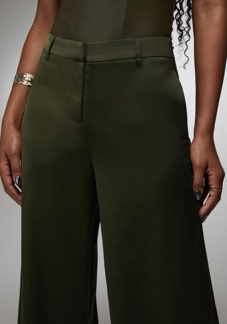 Bebe High Waist Satin Ultra Wide Leg Pant