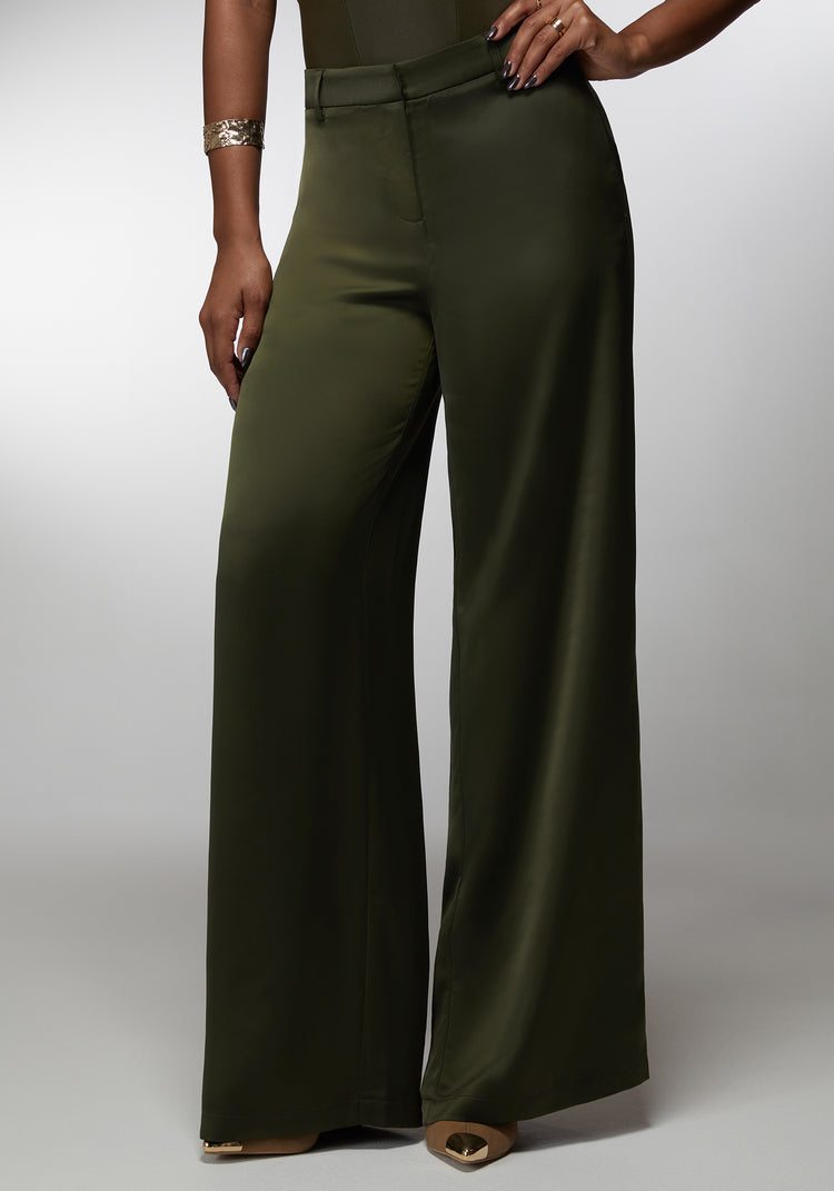 bebe High Waist Satin Ultra Wide Leg Pant