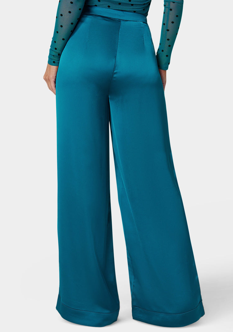 Bebe High Waist Satin Wide Leg Pant