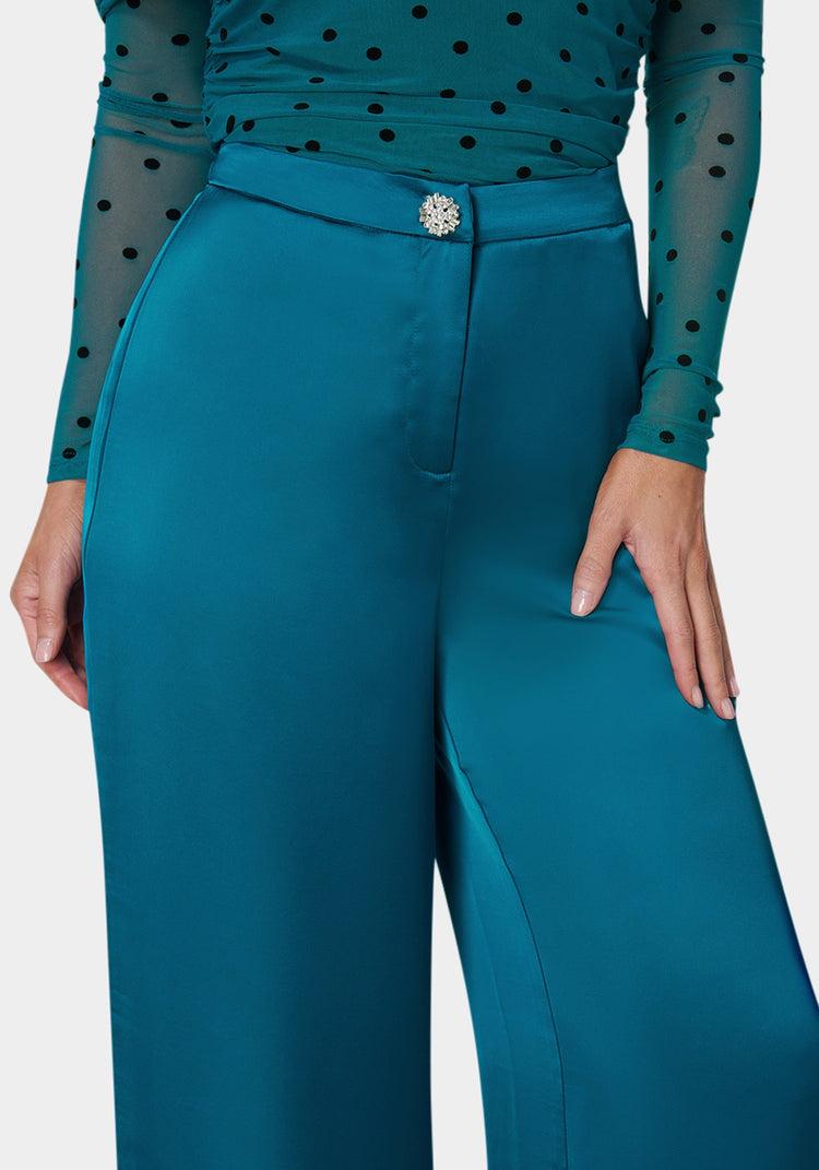 Bebe High Waist Satin Wide Leg Pant