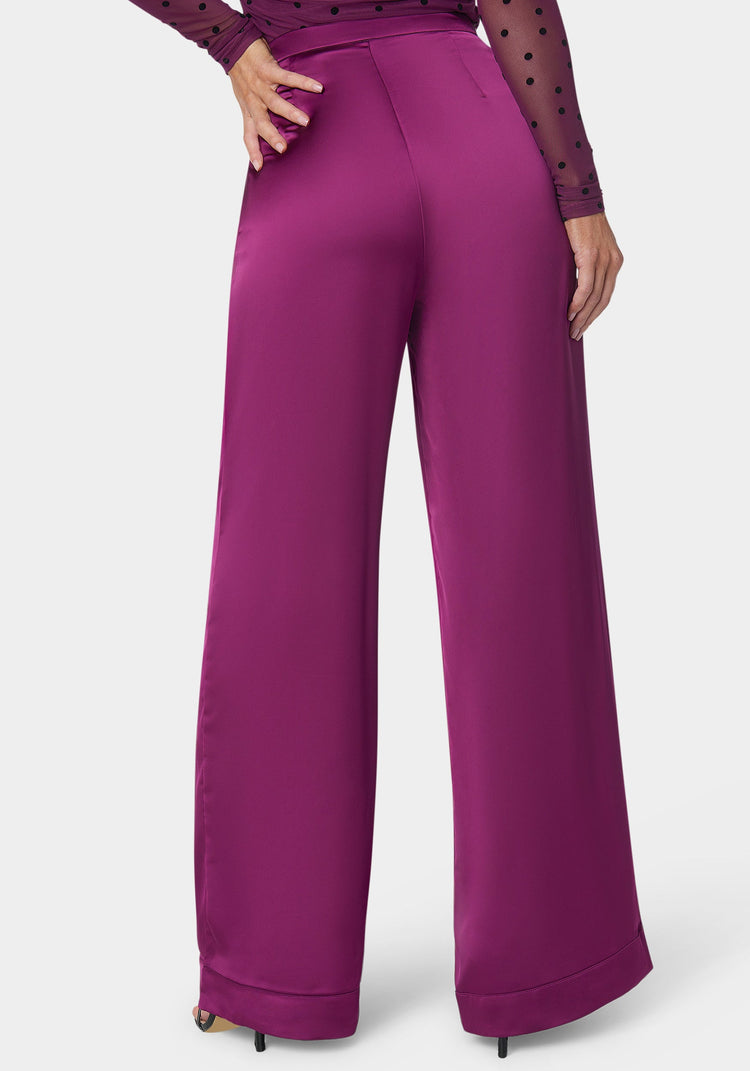 Bebe High Waist Satin Wide Leg Pant