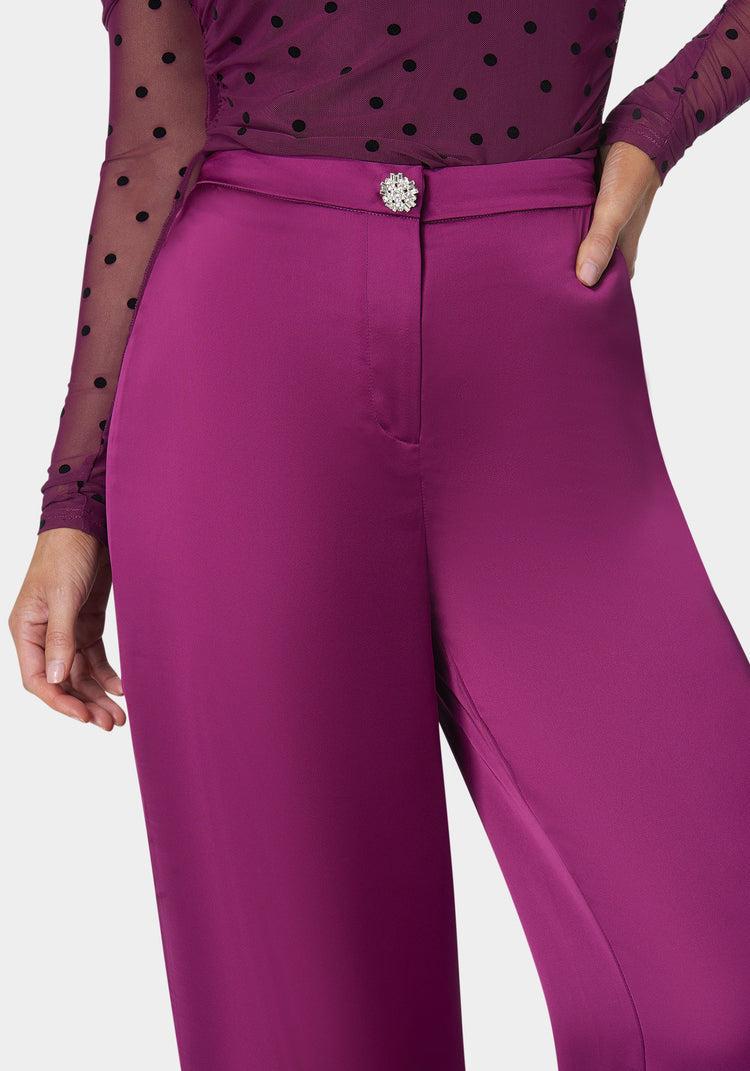 Bebe High Waist Satin Wide Leg Pant