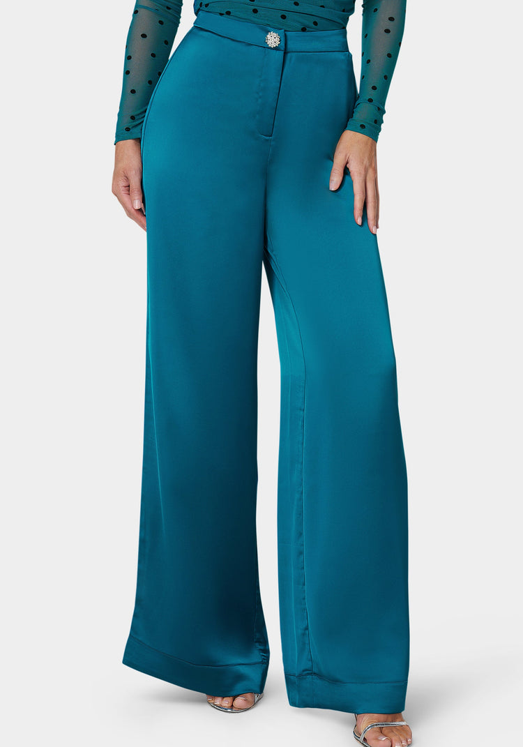 bebe High Waist Satin Wide Leg Pant