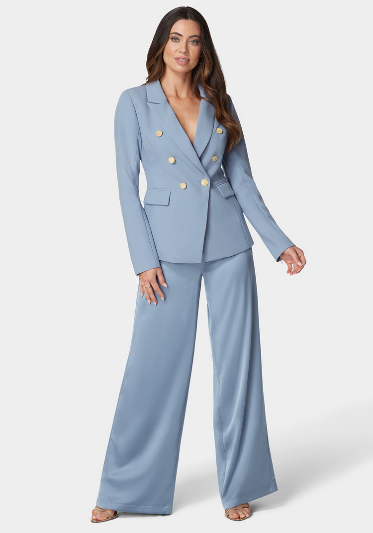 Bebe High Waist Ultra Wide Leg Satin Pant