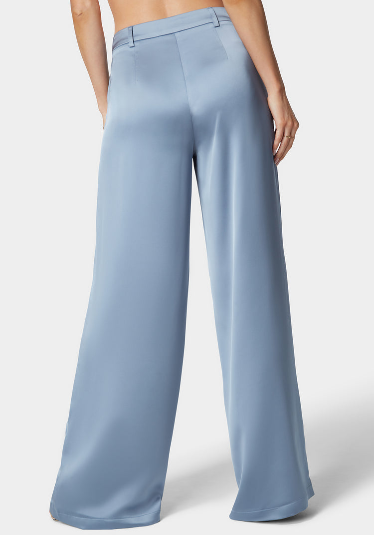 Bebe High Waist Ultra Wide Leg Satin Pant