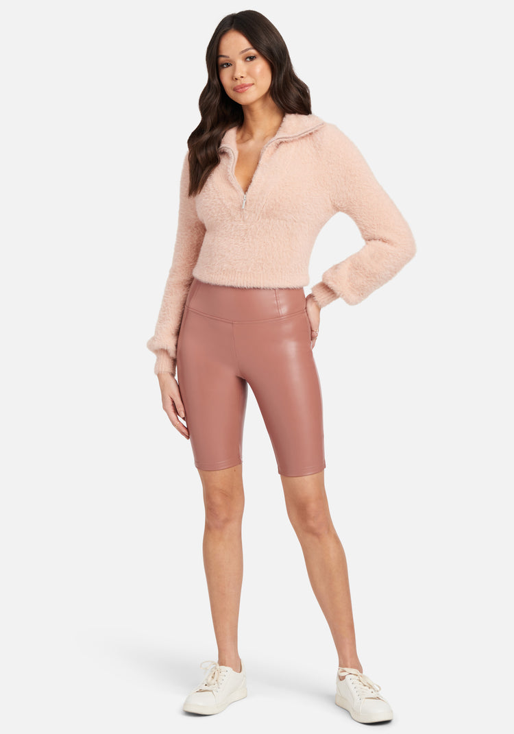 Bebe High Waist Vegan Leather Biker Short