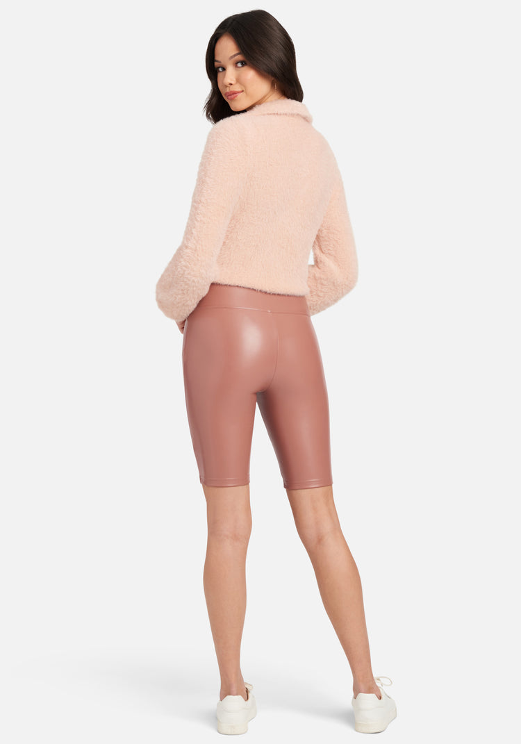 Bebe High Waist Vegan Leather Biker Short