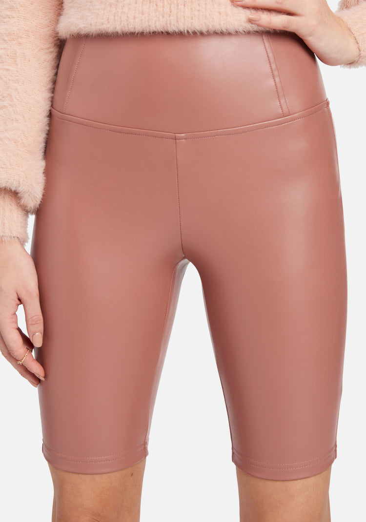 Bebe High Waist Vegan Leather Biker Short