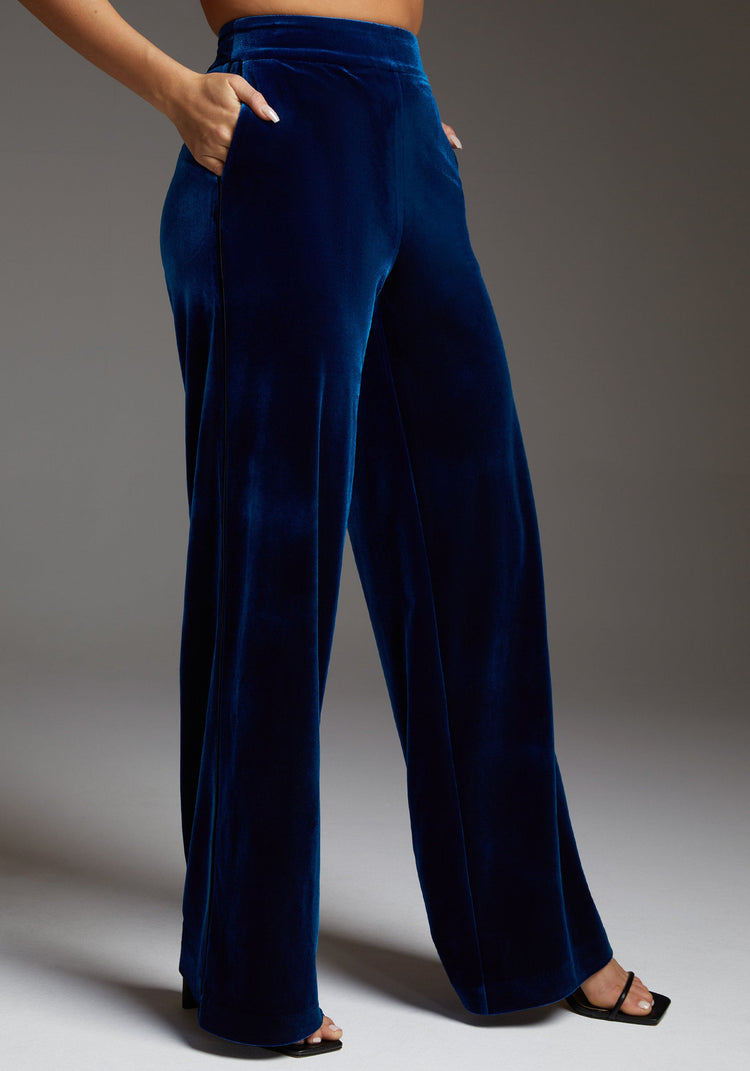 bebe High Waist Velour Wide Leg Pant