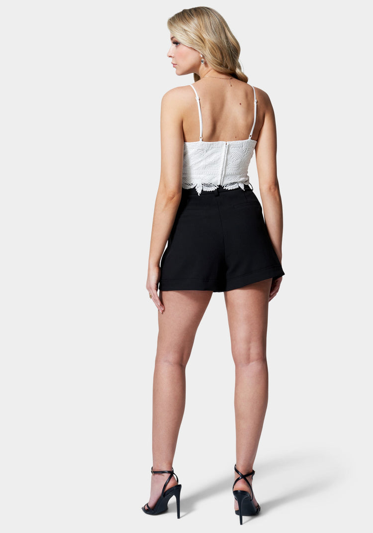 Bebe High Waist Woven Twill Short