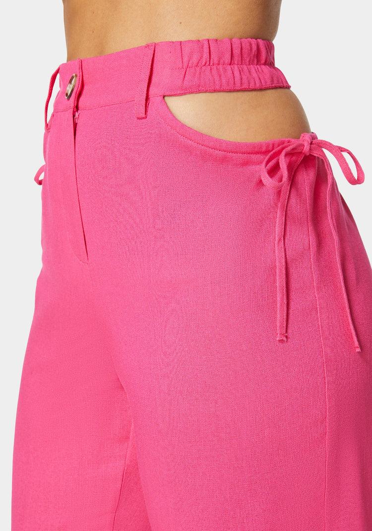 Bebe High Waisted Cutout Linen Jogger