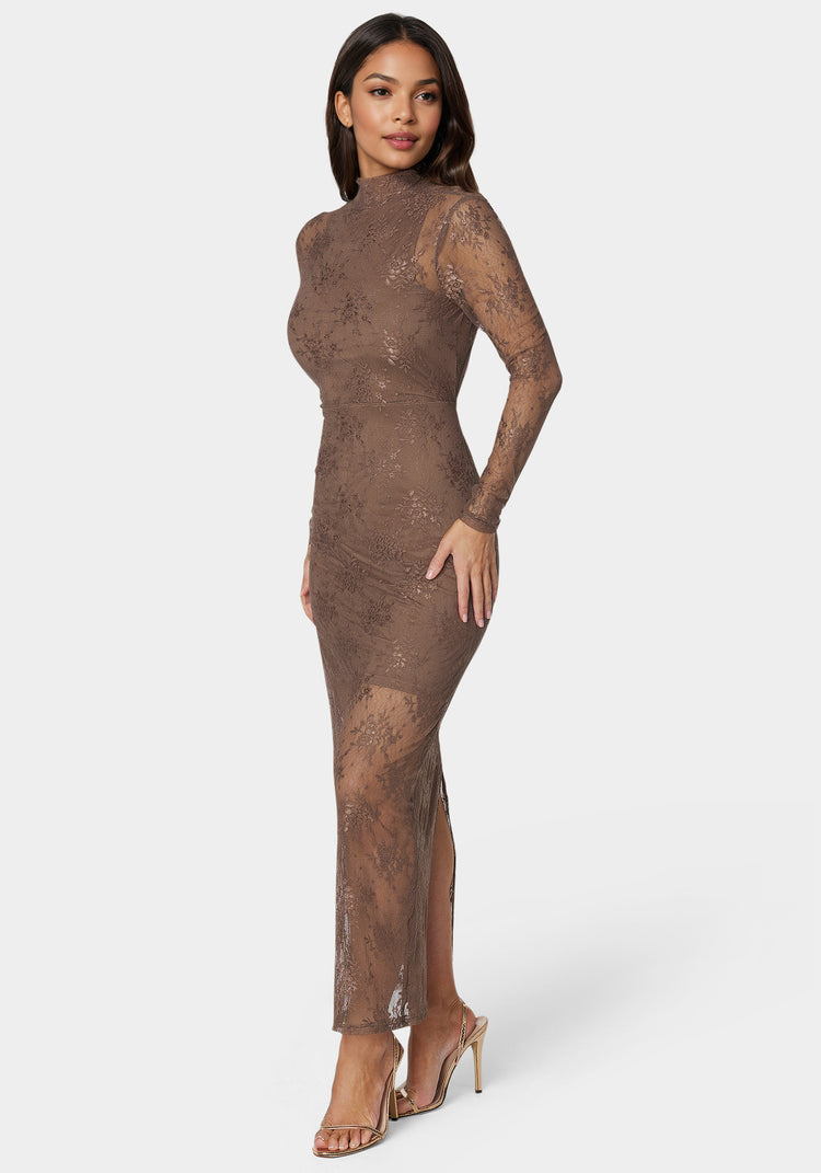 Bebe Illusion Lace Maxi Dress