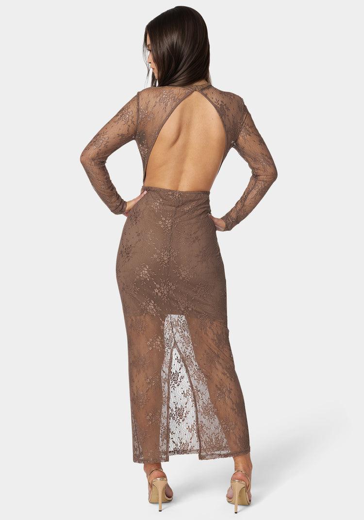 Bebe Illusion Lace Maxi Dress