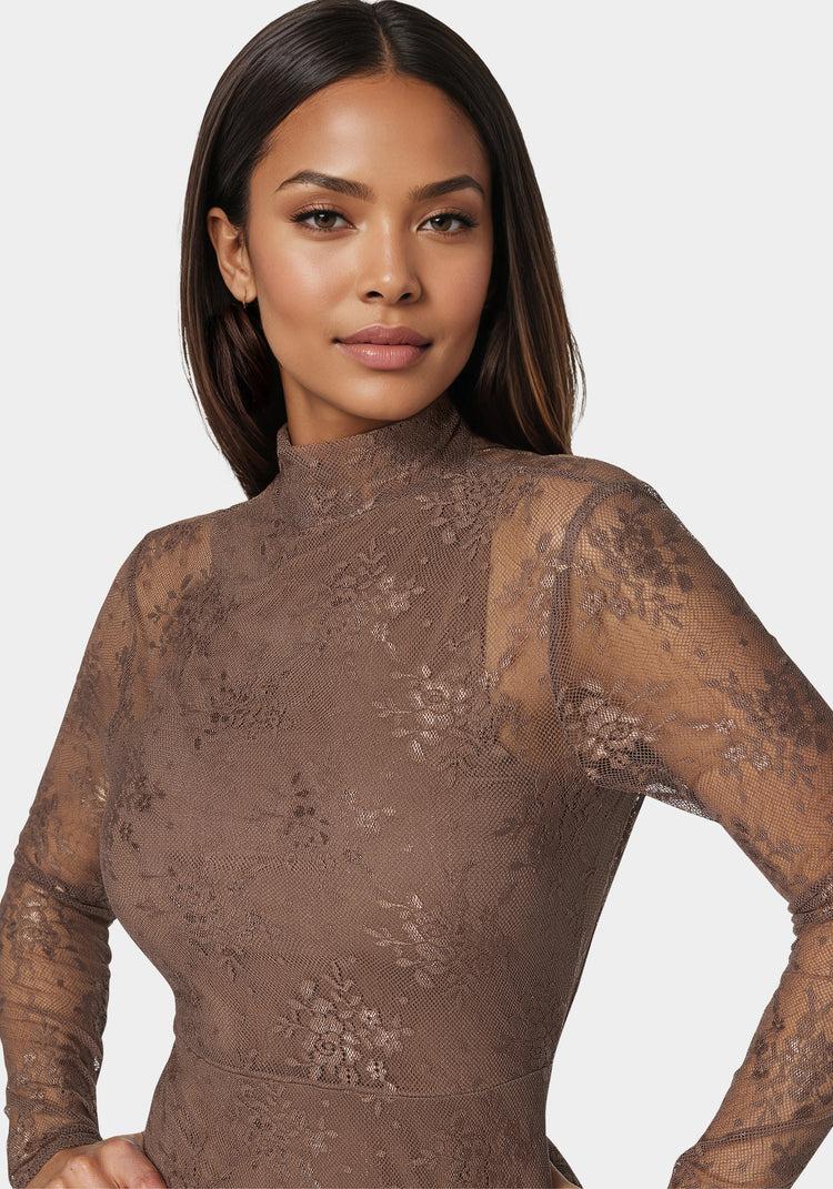 Bebe Illusion Lace Maxi Dress