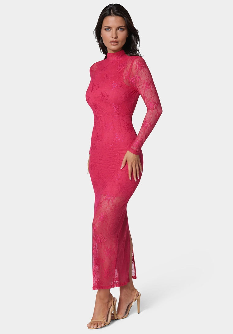 Bebe Illusion Lace Maxi Dress