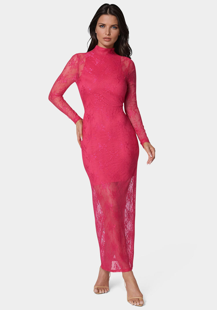 bebe Illusion Lace Maxi Dress