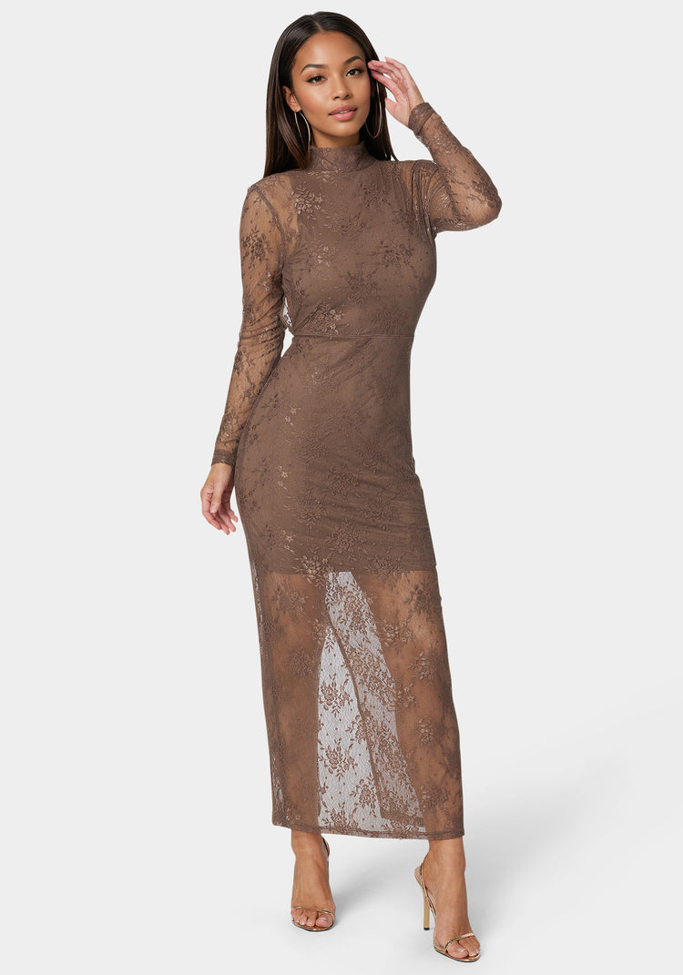 bebe Illusion Lace Maxi Dress