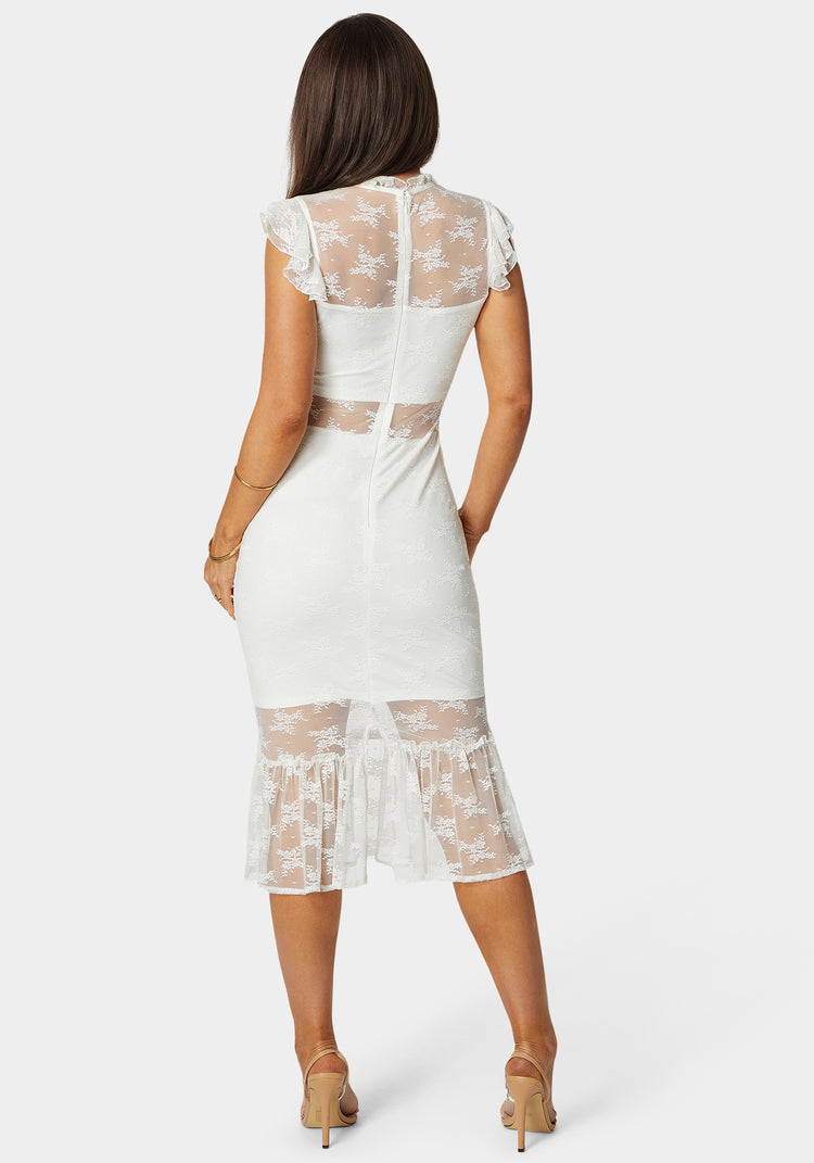 Bebe Illusion Lace Midi Dress