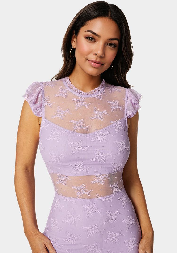 Bebe Illusion Lace Midi Dress