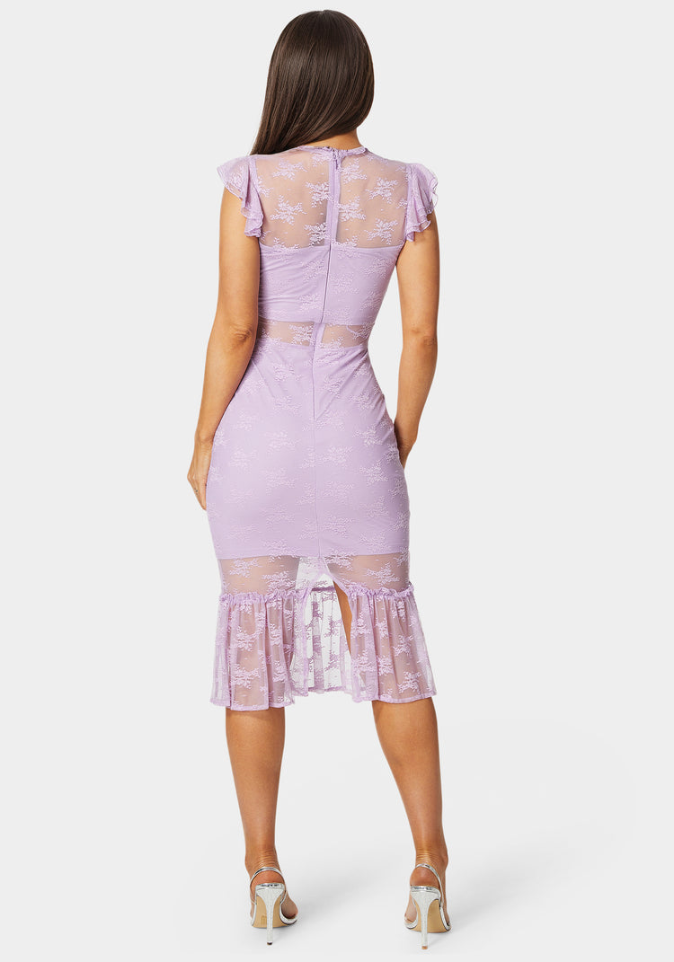 Bebe Illusion Lace Midi Dress
