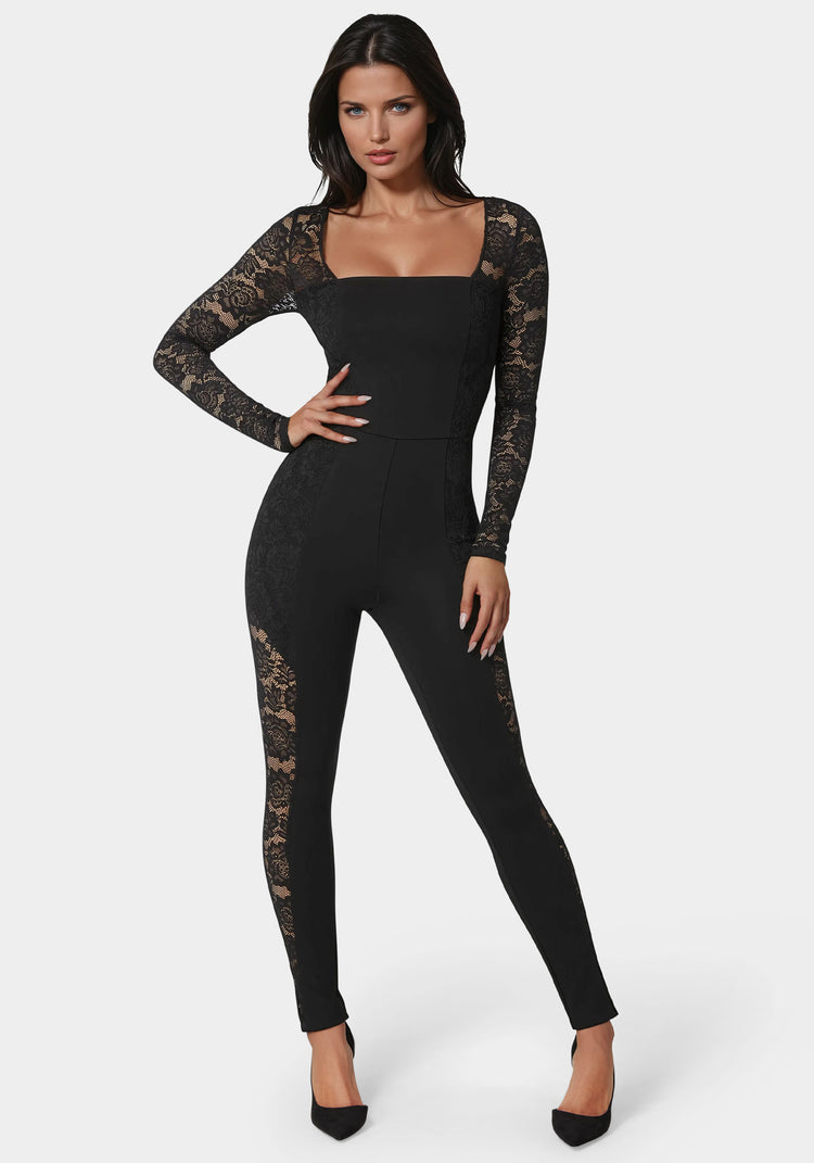 bebe Lace Combo Catsuit