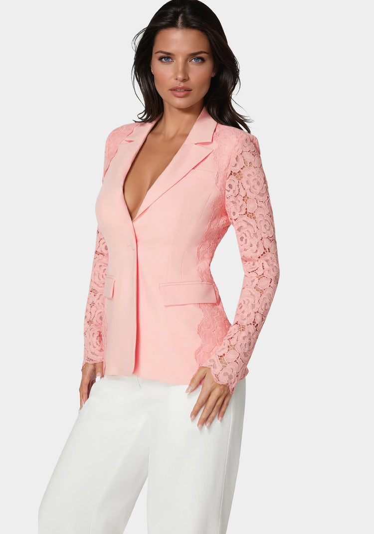 Bebe Lace Combo Tailored Jacket