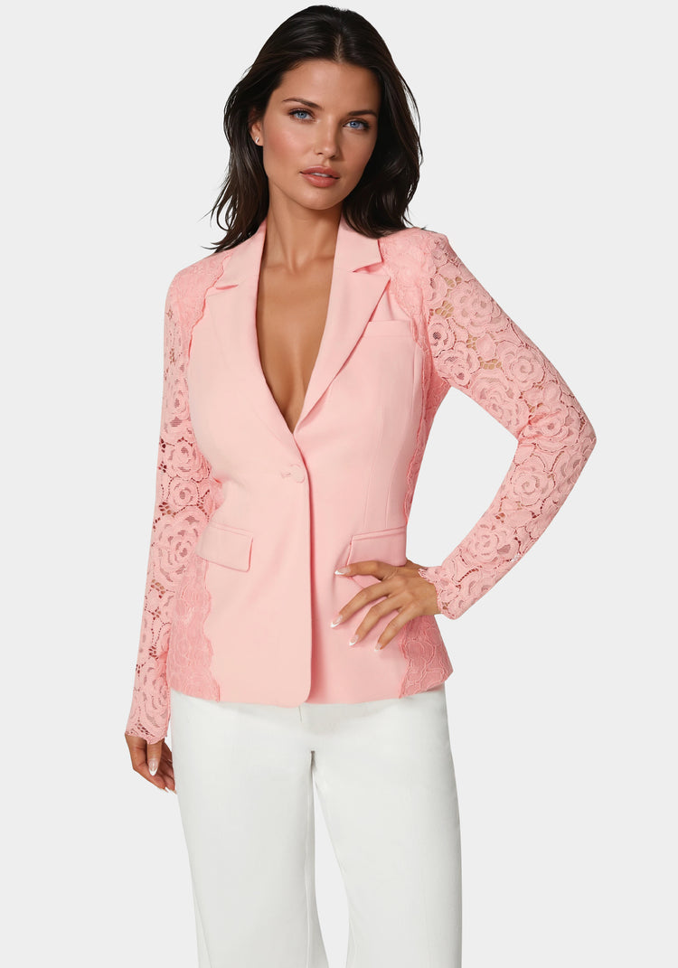 bebe Lace Combo Tailored Jacket