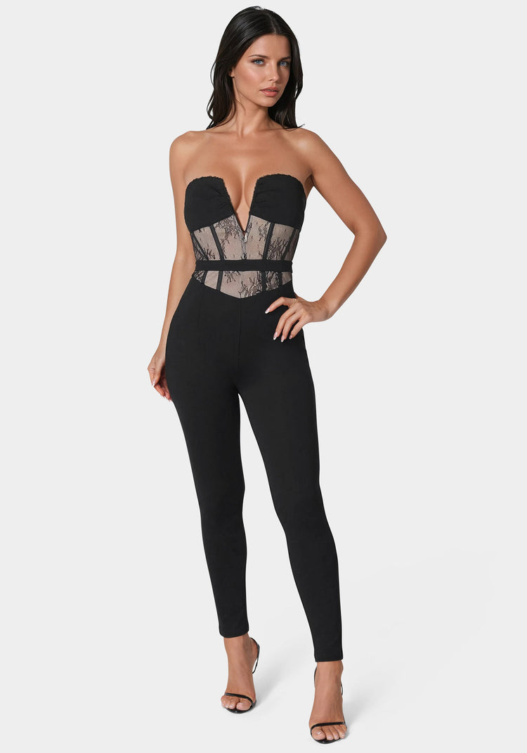 bebe Lace Corset Catsuit