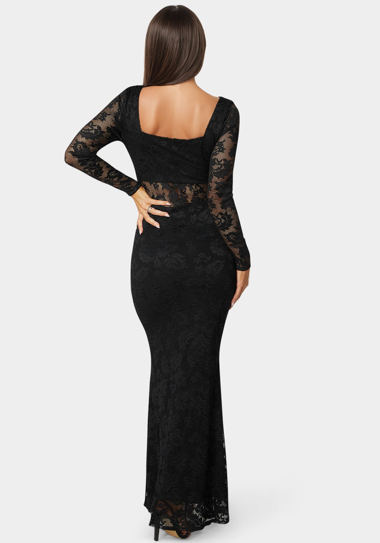 Bebe Lace Illusion Maxi Dress